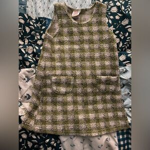 Cozy Green and White Checkered Kids Casual Dress